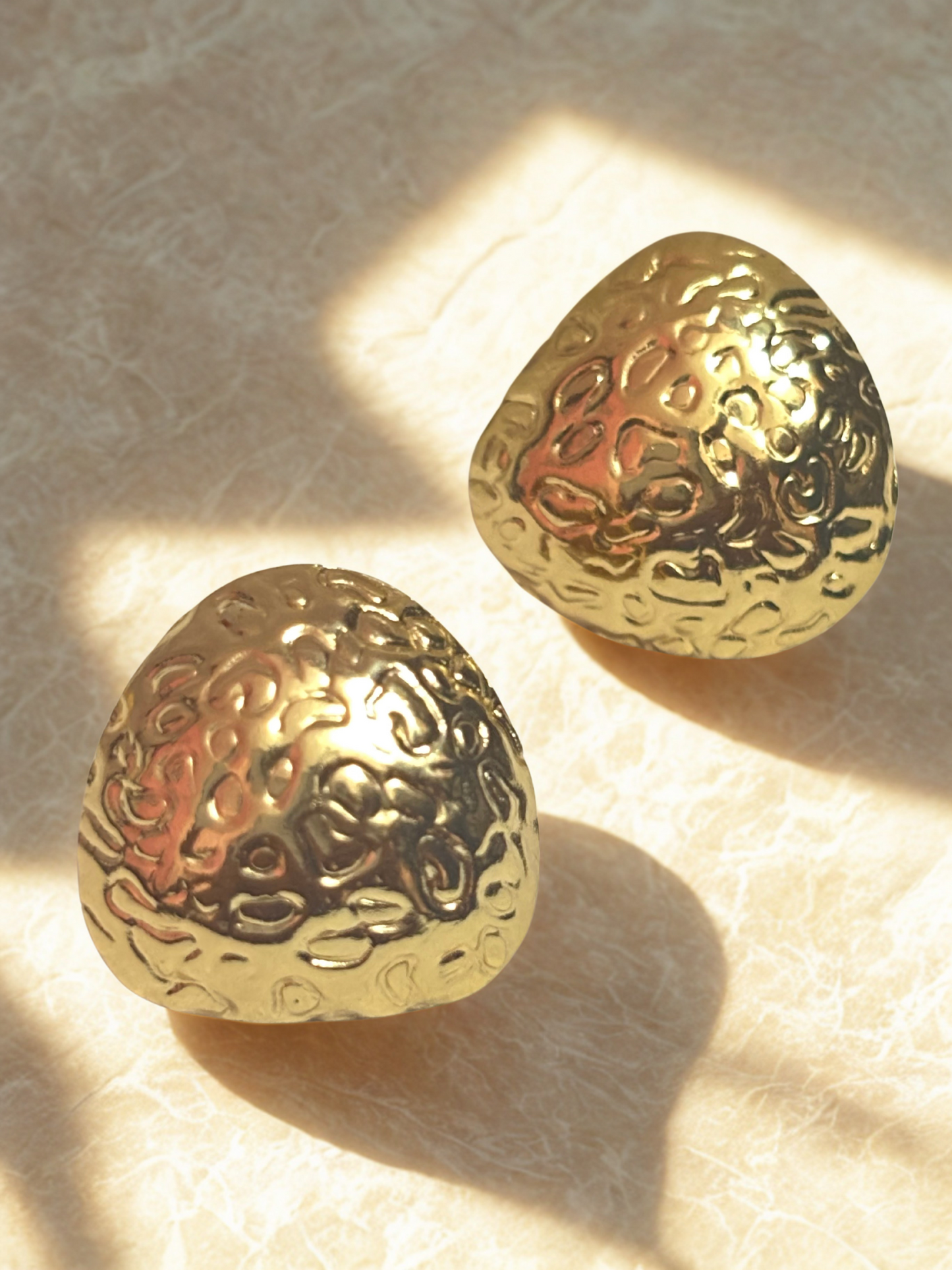 Gold Plated Textured Stud Earrings