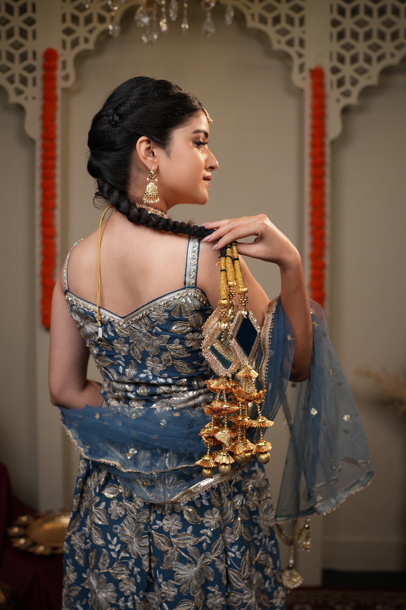 Saanjh Golden Diamond Mirror