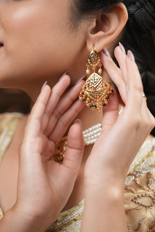 Multi Golden Blossom with Pearl Strings Set