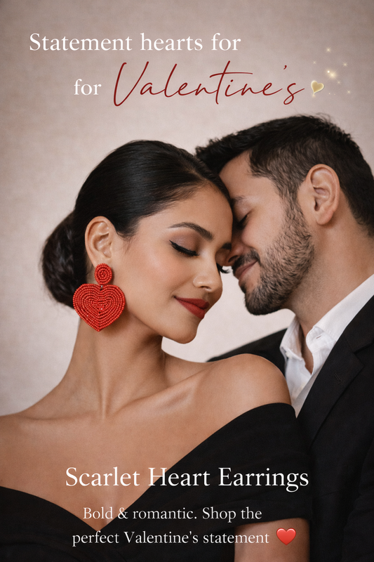 Scarlet Heart Beaded Earrings