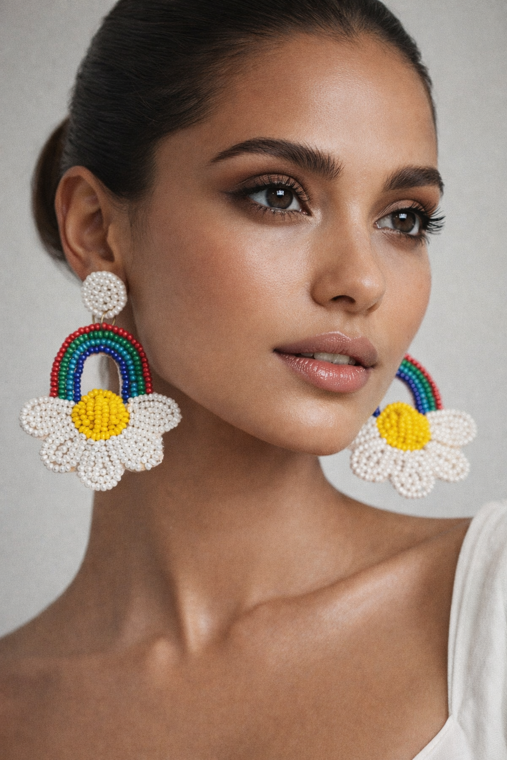 Rainbow Bloom – Handmade Beaded Earrings