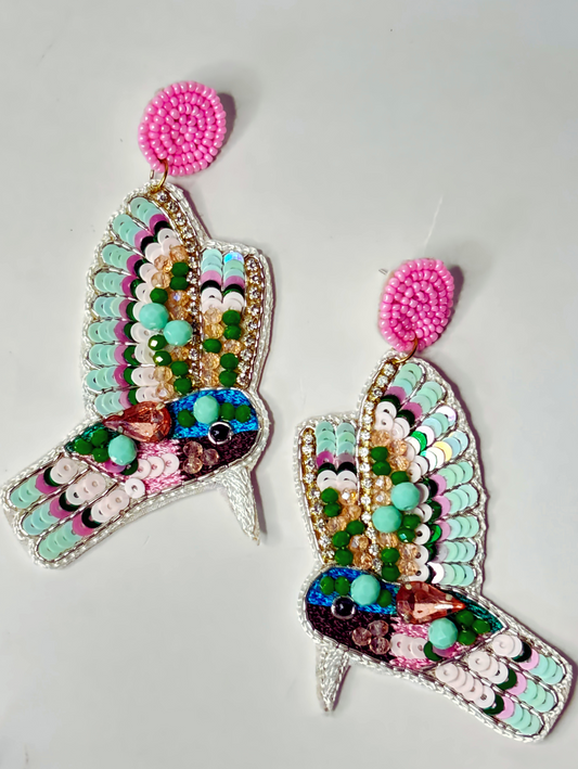 Noora Multicolor Beaded Bird Earrings