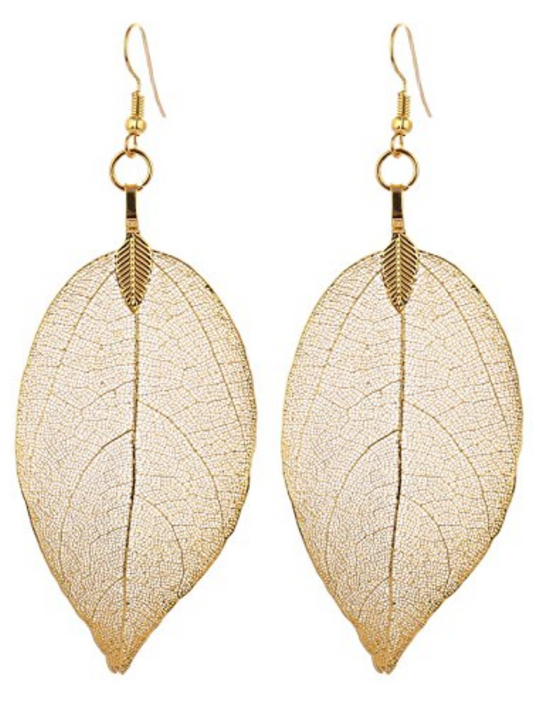 Golden Leaf Filigree Earrings – Lightweight Statement Dangles