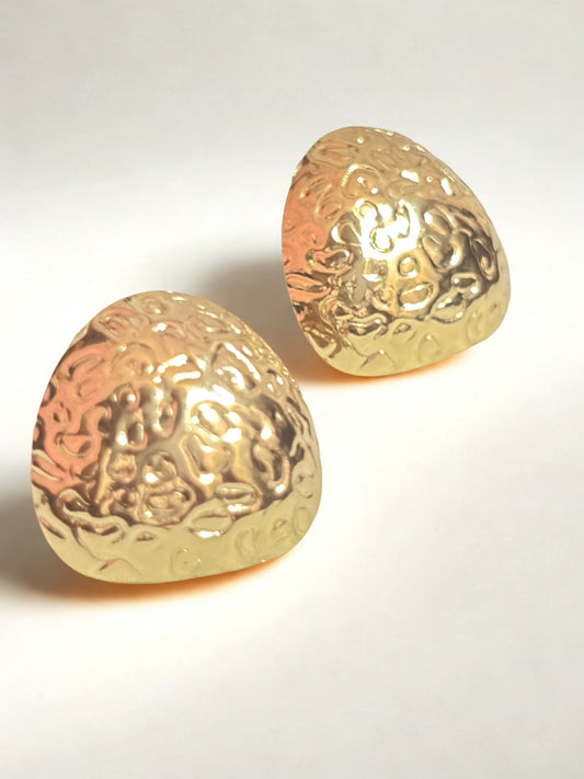 Gold Plated Textured Stud Earrings