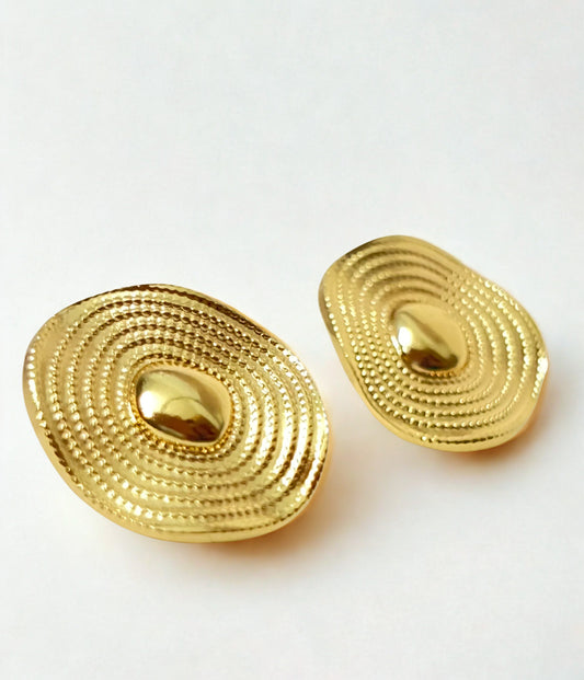 Golden Rippled Dome Earrings