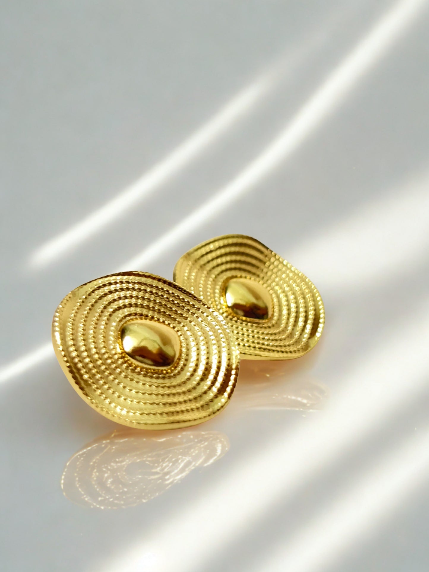 Golden Rippled Dome Earrings