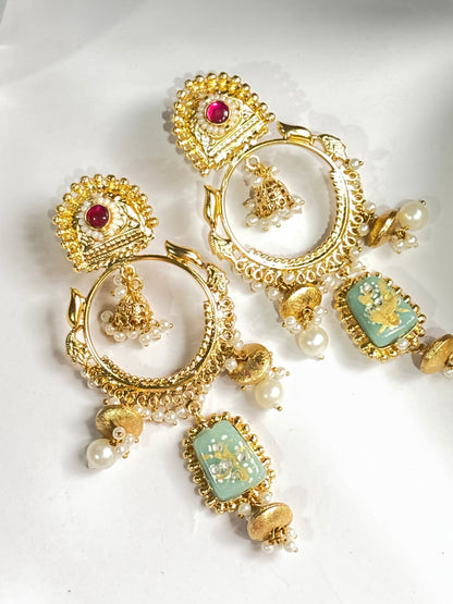 Divine Love Meenakari Chandbali
