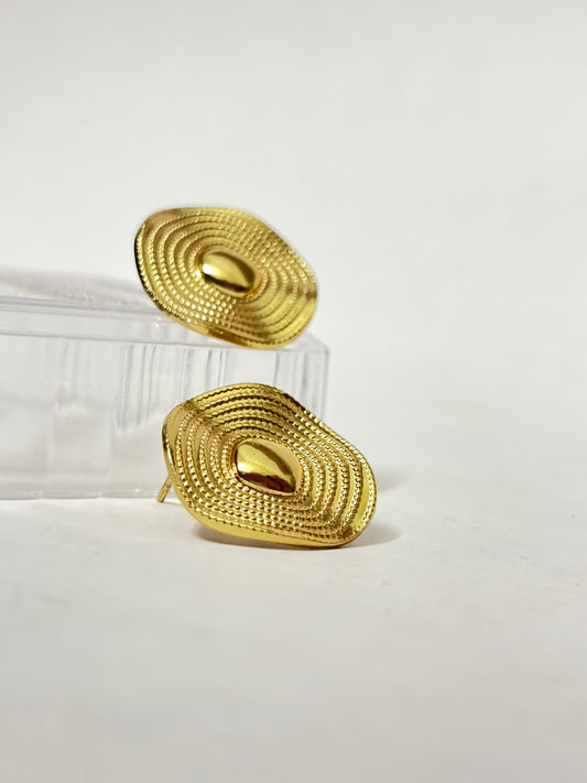 Golden Rippled Dome Earrings