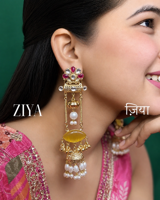 Ziya Aabha Pearl Long Jhumka