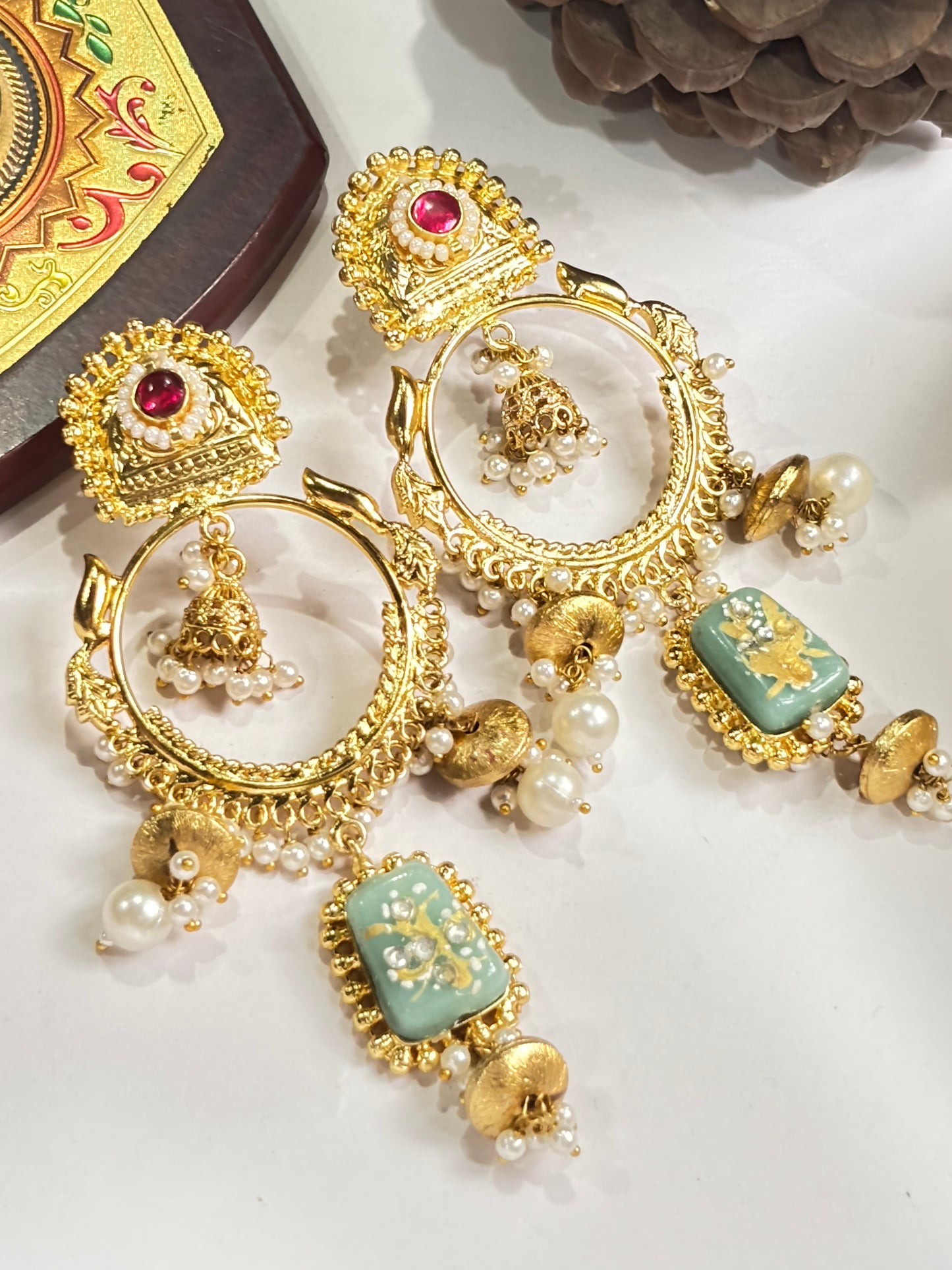 Divine Love Meenakari Chandbali