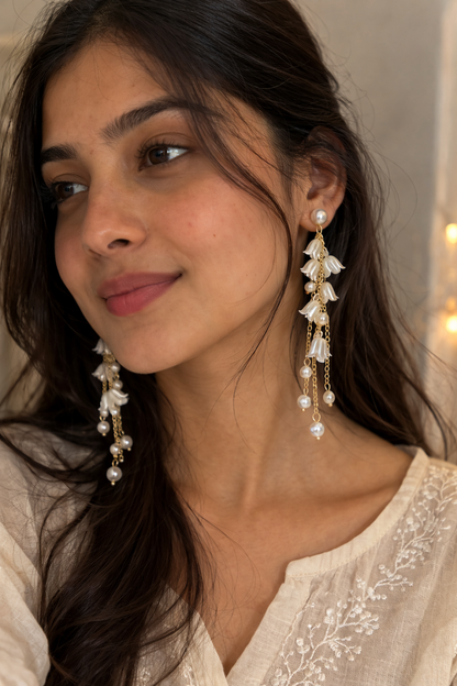 Blooming Pearl Bell Earrings