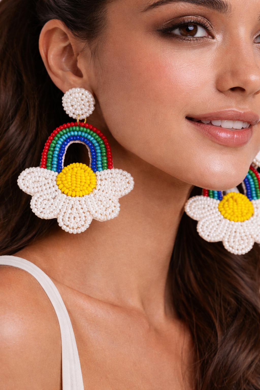 Rainbow Bloom – Handmade Beaded Earrings