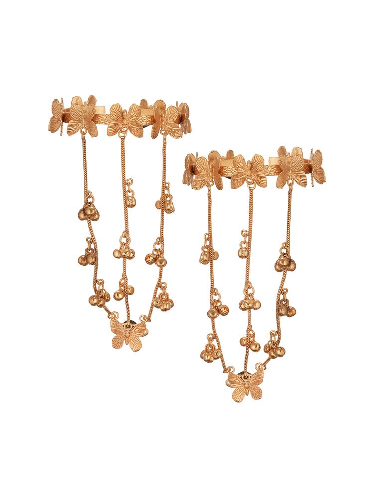 Women Gold Plated Kashmiri Ghungroo Butterfly Hathphool