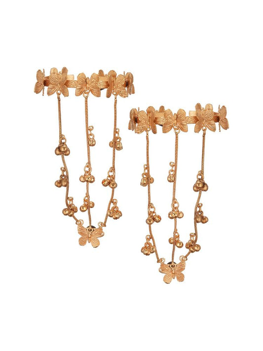 Women Gold Plated Kashmiri Ghungroo Butterfly Hathphool