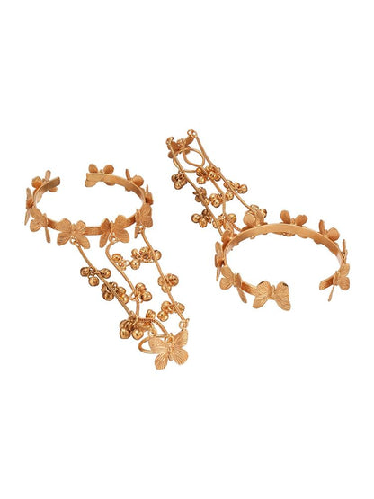 Women Gold Plated Kashmiri Ghungroo Butterfly Hathphool