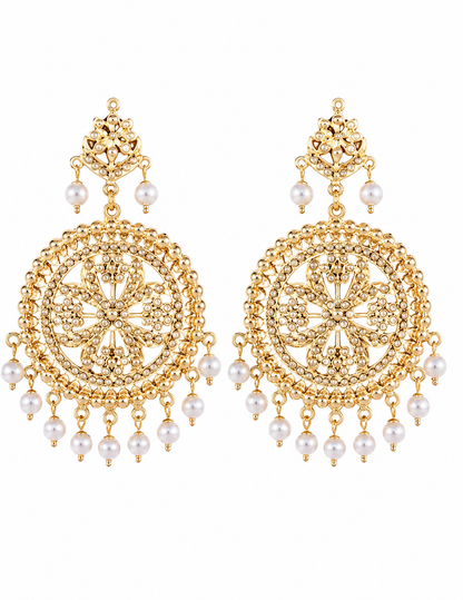 Ziya Punjabi Jadau Lightweight Pearl Earrings