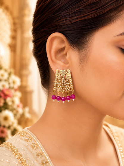 Traditional Punjabi Pink Beads Earrings