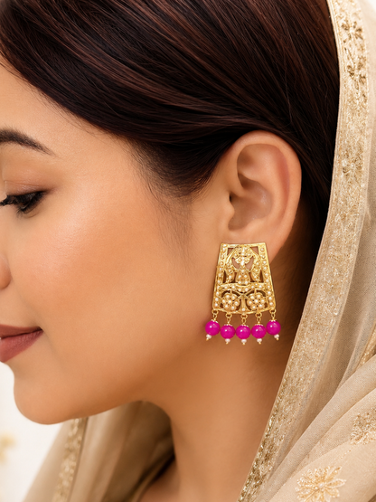 Traditional Punjabi Pink Beads Earrings
