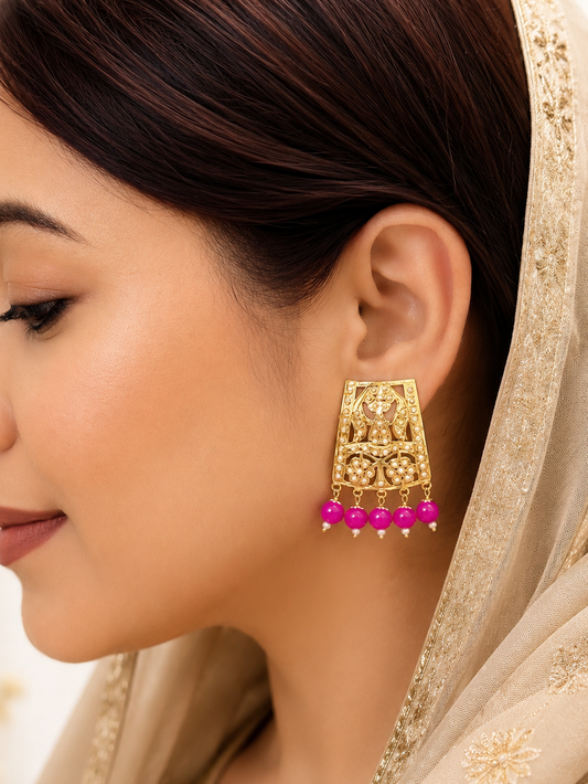 Traditional Punjabi Pink Beads Earrings