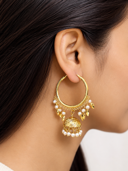 Pearl Hoop Jhumka Earrings
