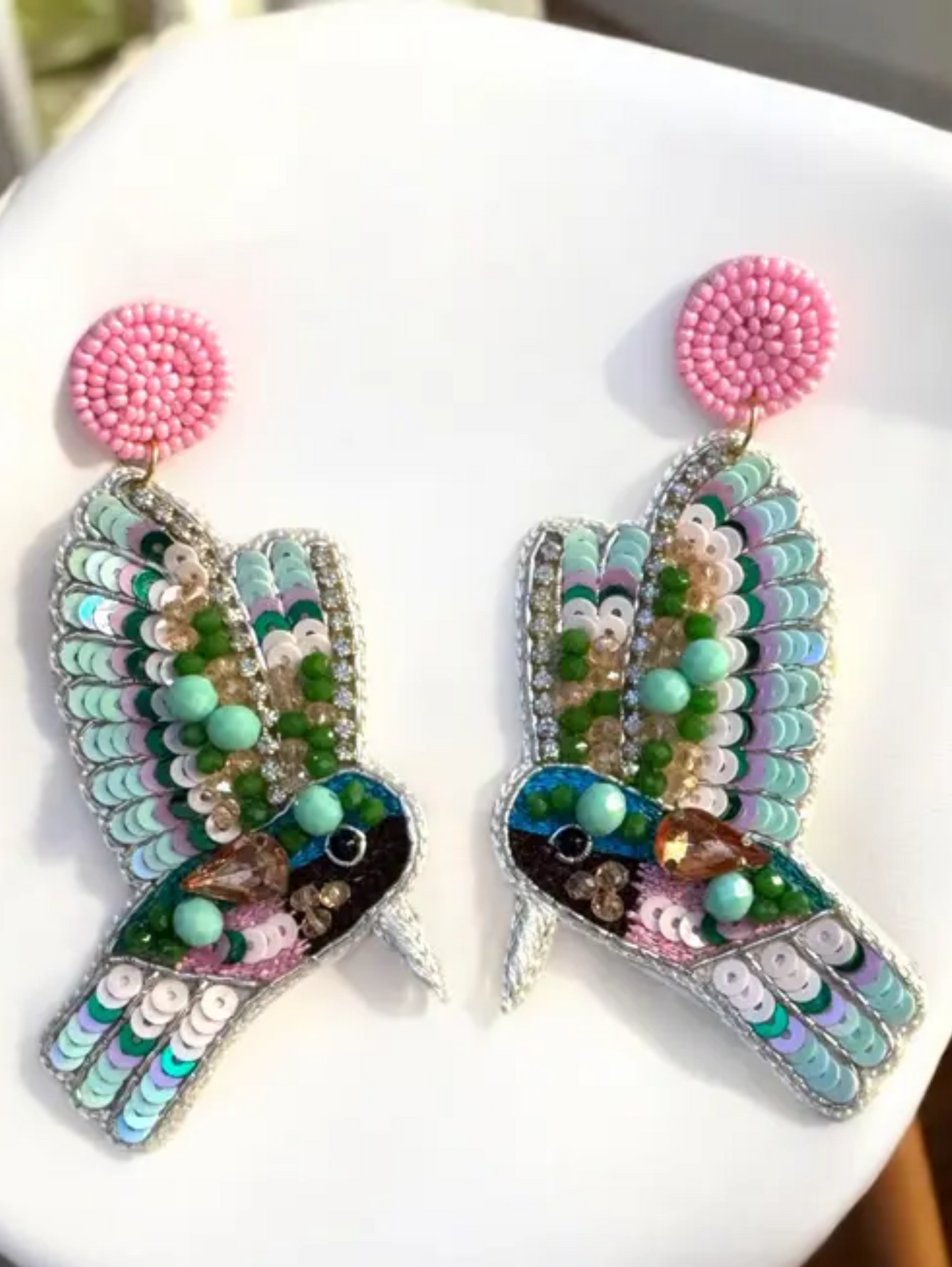Noora Multicolor Beaded Bird Earrings