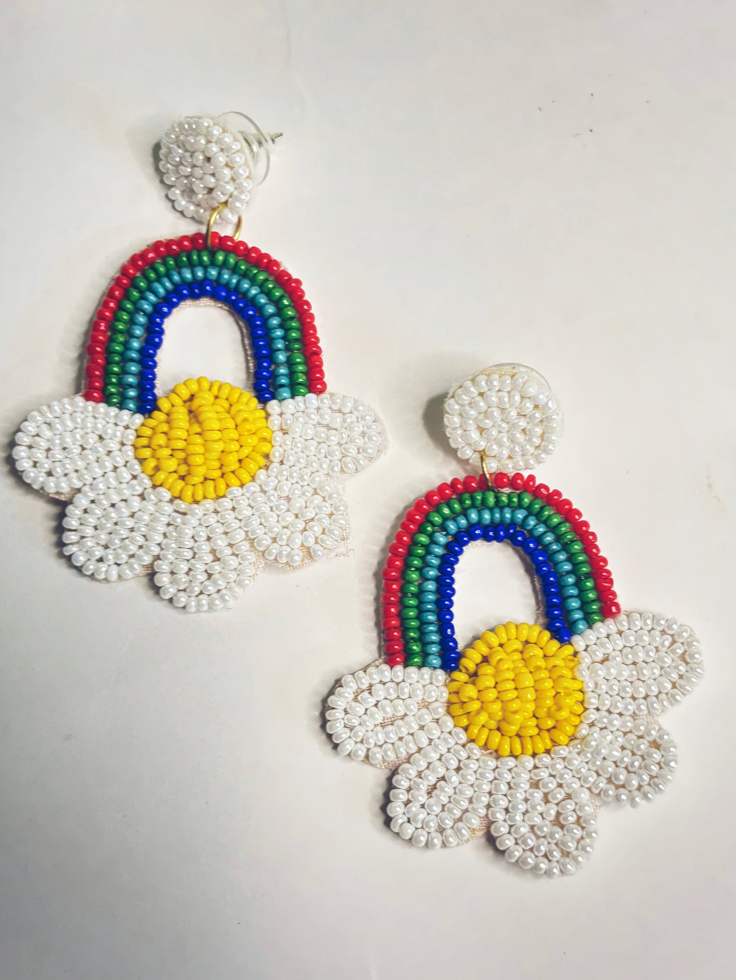 Rainbow Bloom – Handmade Beaded Earrings