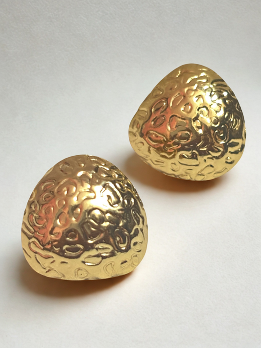 Gold Plated Textured Stud Earrings